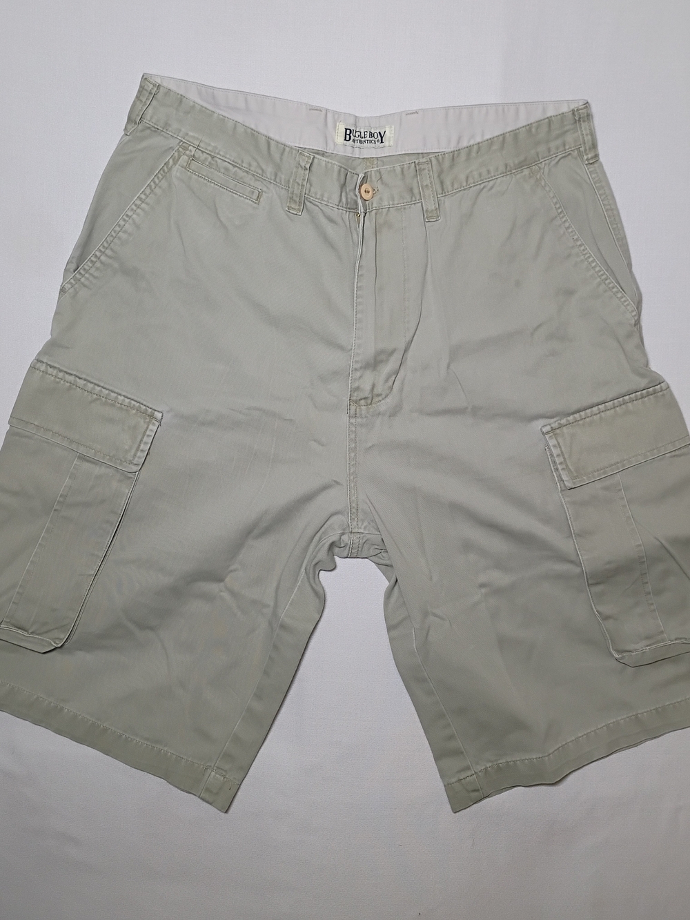 Vintage Bugle Boy Authentic Mens Twill Baggy Cargo Shorts 36 Sage